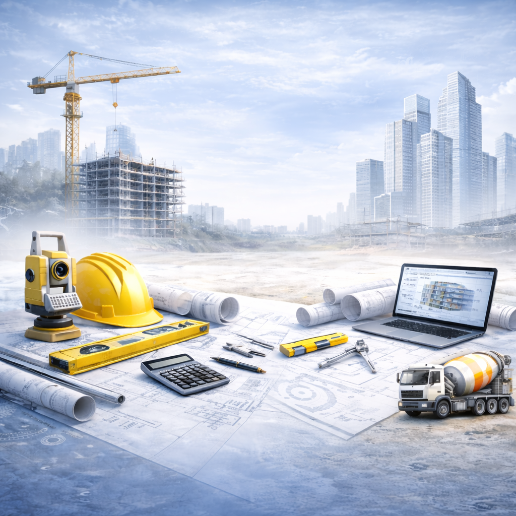 Bricknhammer civil engineering categories including site engineering, structural engineering, MEP, quality checklists, lab procedures and project execution